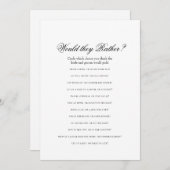 両面仕様の2つのブライダルシャワーゲーム (正面/裏面)