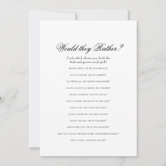 両面仕様の2つの結婚前お祝いゲーム (正面)