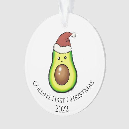 両面写真およびアバカドベビーの初めてのクリスマス オーナメント (正面)