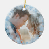 両面初めてのクリスマス結婚した写真 セラミックオーナメント (正面)