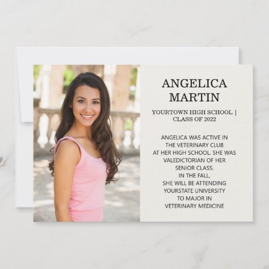 両面卒業3枚の写真詳細発表 案内状 (正面)