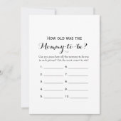 両面印刷のベビーシャワーゲーム2種類 - ママの年齢は？ | アドバイス 招待状 (正面)