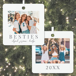 両面友最高の達写真クリスマス メタルオーナメント