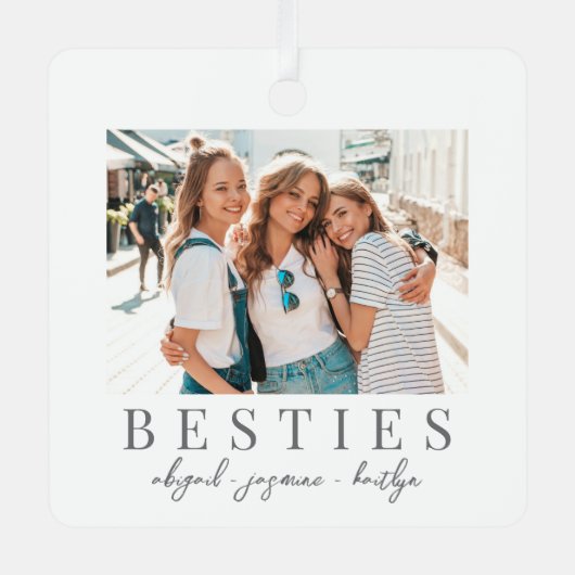 両面友最高の達写真クリスマス メタルオーナメント (正面)