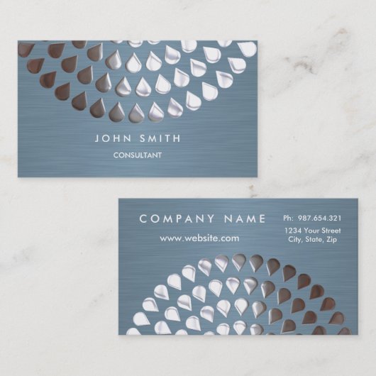 両面名刺の銀および青い曼荼羅 名刺 (正面/裏面)