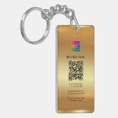 両面対応 ロゴ アップロード ゴールド QRコード追加 キーホルダー (正面左)