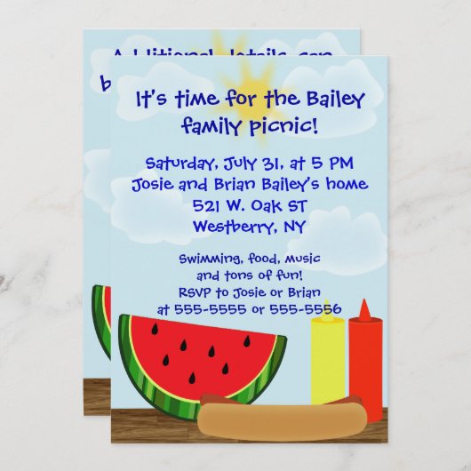 両面屋外のCookoutの招待状- 招待状 (正面/裏面)