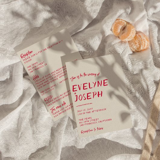 両面手書きカラフルモダンウェディング 招待状