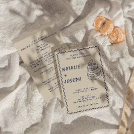 両面手書きレトロケーキモダンー結婚ズ 招待状