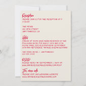 両面手書カラフルモダン結婚の 招待状 (裏面)