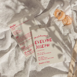 両面手書カラフルモダン結婚の 招待状