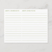 両面抹茶グリーンティーをテーマにしたレシピカード エンクロージャーカード (裏面)