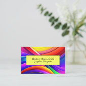 両面抽象芸術レインボー(QRコード付き) 名刺 (スタンド正面)