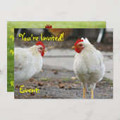 両面招待状、雄鶏 招待状 (正面/裏面)