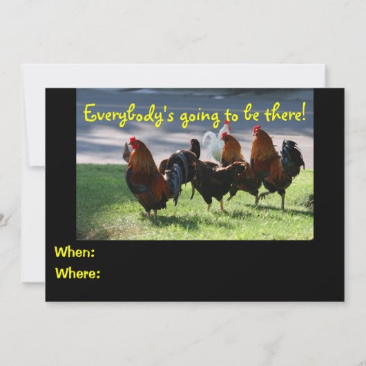両面招待状、雄鶏 招待状 (裏面)