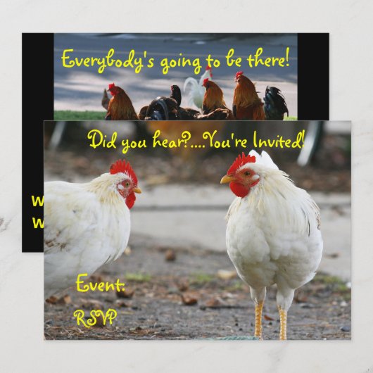 両面招待状、雄鶏 招待状 (正面/裏面)