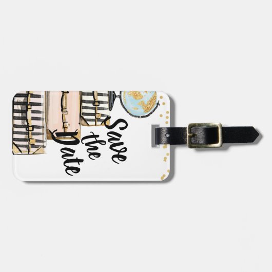 両面日付の荷物結婚タグを保存 ラゲッジタグ (正面横)