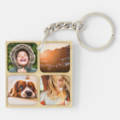 両面木造8写真テンプレートグリッド丸 キーホルダー (裏面)