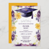 両面水彩卒業パーティーの招待状 招待状 (正面/裏面)