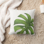 両面熱帯モンステラ水彩枕 クッション (ブランケット)