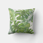 両面熱帯モンステラ水彩枕 クッション (裏面)