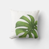 両面熱帯モンステラ水彩枕 クッション (正面)