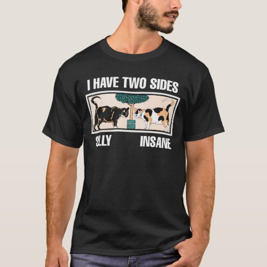 両面猫の面白いミーム Tシャツ (正面)
