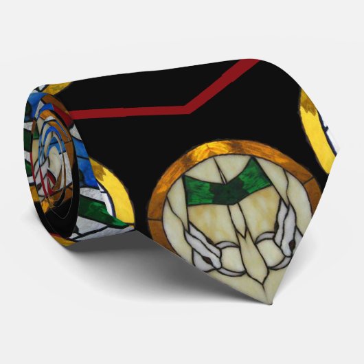 両面盆栽ガラスの赤青緑n黒 ネクタイ (ロール)