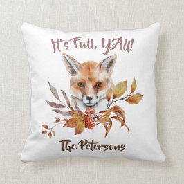 両面秋テーマフォックスと葉のカスタム クッション