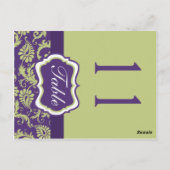 両面紫と緑のダマスクのテーブル番号 ポストカード (裏面)