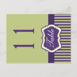 両面紫と緑のダマスクのテーブル番号 ポストカード