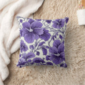 両面紫バイオレット花植物性フローラ クッション (ブランケット)