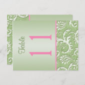 両面緑とピンクダマスクのテーブル番号 ポストカード (正面/裏面)