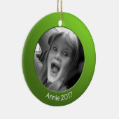 両面緑2 xカスタム文字 セラミックオーナメント (右)