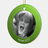 両面緑2 xカスタム文字 セラミックオーナメント (左)