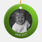 両面緑2 xカスタム文字 セラミックオーナメント (裏面)