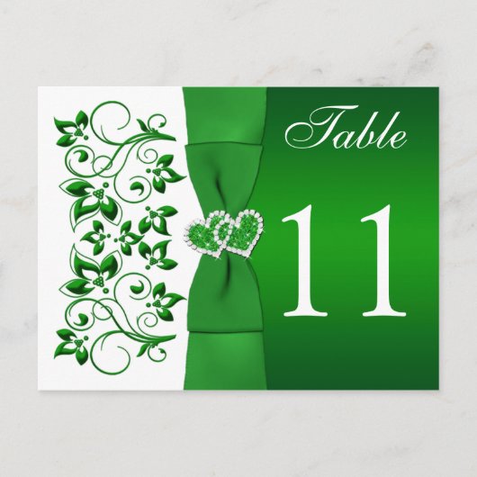 両面緑、白のフローラ表の番号カード ポストカード (正面)