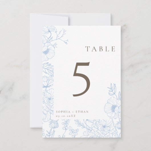 両面線アートブルーフランスのテーブルNrカード 招待状 (裏面)