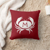 両面航海ので赤いカニのモノグラム クッション (ブランケット)