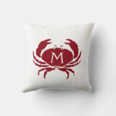 両面航海ので赤いカニのモノグラム クッション (裏面)