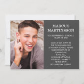 両面茶色の卒業式3写真アナウンス 案内状 (正面)