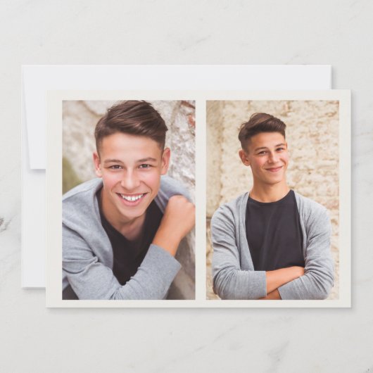 両面茶色の卒業式3写真アナウンス 案内状 (裏面)