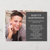 両面茶色の卒業式3写真アナウンス 案内状 (正面/裏面)