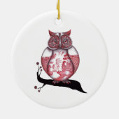 両面赤いヤナギのフクロウのオーナメント セラミックオーナメント (裏面)