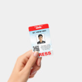 両面赤灰色フォト&QRコードプレス バッジ (手持ち)