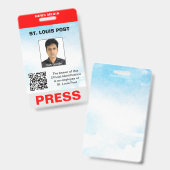 両面赤灰色フォト&QRコードプレス バッジ (正面＆裏面)