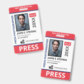 両面赤青の写真とロゴプレスID バッジ (Front & Back)