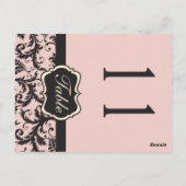 両面赤面ピンクとグレーのダマスクのテーブル番号 ポストカード (裏面)