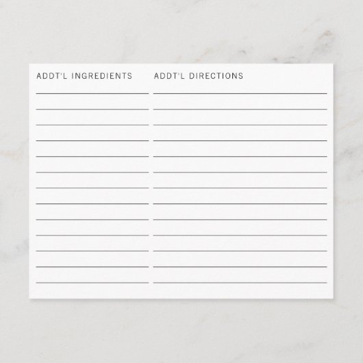 両面農家市場ブライダルレシピカード エンクロージャーカード (裏面)