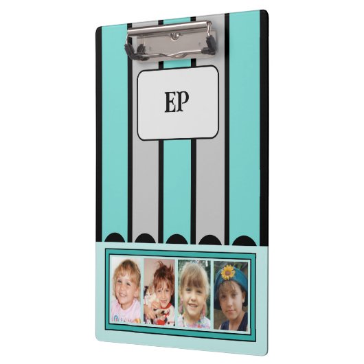 両面追加イニシャル8枚の写真グレーのミント クリップボード (左)